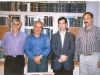 مرداد 1379 ـ دفتر انتشارات توس از راست : عبدالحسین آذرنگ، علی دهباشی، جهانگیر منصور ( مدیر انتشارات زمان) و محسن باقرزاده ( مدیر انتشارات توس)